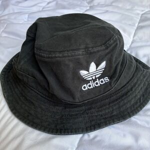 Adidas Bucket Hat Unisex Black Embroidered Trefoil Logo Cotton Streetwear Y2K 90